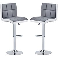 Product photograph of Copez Grey And White Faux Leather Bar Stools In Pair from Furniture in Fashion