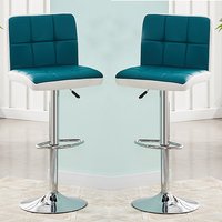 Product photograph of Copez Teal And White Faux Leather Bar Stools In Pair from Furniture in Fashion