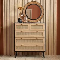 Product photograph of Coralie Wooden Chest Of 5 Drawers In Black from Furniture in Fashion