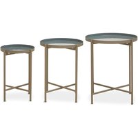 Product photograph of Cordue Grey Enamel Set Of 3 Side Tables With Gold Metal Legs from Furniture in Fashion