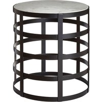 Product photograph of Coreca Round White Marble Top Side Table With Black Grid Frame from Furniture in Fashion