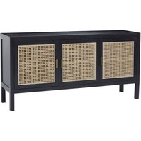 Product photograph of Corson Cane Rattan Wooden Sideboard With 3 Doors In Black from Furniture in Fashion