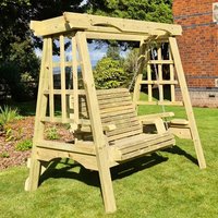 Product photograph of Cretila Small Wooden Garden Swing Seat In Natural from Furniture in Fashion