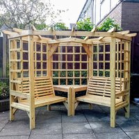 Product photograph of Cretone Corner Wooden Garden Seating Shelter In Natural from Furniture in Fashion