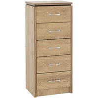Product photograph of Crieff Narrow Wooden Chest Of 5 Drawers In Oak Effect from Furniture in Fashion