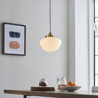 Product photograph of Crowley Opal Glass Pendant Ceiling Light In Antique Brass from Furniture in Fashion