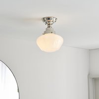 Product photograph of Crowley Opal Glass Semi-flush Ceiling Light In Bright Nickel from Furniture in Fashion