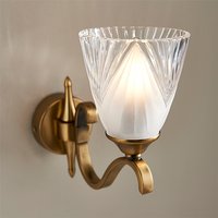 Product photograph of Cua Single Wall Light In Antique Brass With Deco Glass from Furniture in Fashion