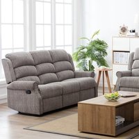 Product photograph of Curtis Fabric Recliner 3 Seater Sofa In Latte from Furniture in Fashion