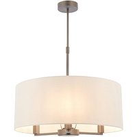 Product photograph of Daley Round White Shades Pendant Light In Dark Bronze from Furniture in Fashion