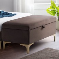 Product photograph of Daley Truffle Velvet Blanket Box In Brown from Furniture in Fashion