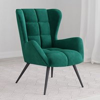 Product photograph of Dalia Velvet Accent Chair With Black Legs In Green from Furniture in Fashion