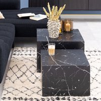 Product photograph of Dania Wooden Set Of 2 Coffee Table Square In Black Marble Effect from Furniture in Fashion