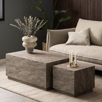 Product photograph of Dania Wooden Set Of 2 Coffee Table In Grey Marble Effect from Furniture in Fashion