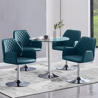 Product photograph of Dante Clear Glass Dining Table With 4 Bucketeer Teal Chairs from Furniture in Fashion