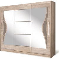 Product photograph of Danville I Mirrored Wardrobe 240cm 2 Sliding Doors In Sonoma Oak from Furniture in Fashion