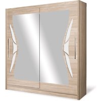 Product photograph of Danville Ii Mirrored Wardrobe 150cm 2 Sliding Doors In Sonoma Oak from Furniture in Fashion