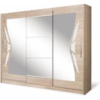 Product photograph of Danville Ii Mirrored Wardrobe 240cm 2 Sliding Doors In Sonoma Oak from Furniture in Fashion