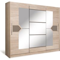 Product photograph of Danville Mirrored Wardrobe 240cm 2 Sliding Doors In Sonoma Oak from Furniture in Fashion