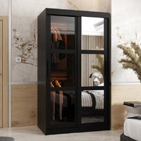 Product photograph of Danville Small Mirrored Wardrobe With 2 Sliding Doors In Black from Furniture in Fashion
