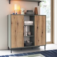 Product photograph of Danville Wooden Sideboard With 2 Sliding Doors In Green And Oak from Furniture in Fashion