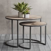 Product photograph of Daugla Wooden Nesting Coffee Tables With Metal Base In Natural from Furniture in Fashion