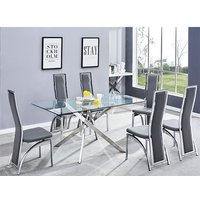 Product photograph of Daytona Large Glass Dining Table With 6 Chicago Grey Chairs from Furniture in Fashion