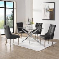 Product photograph of Daytona Large Clear Glass Dining Table 4 Imperial Black Chairs from Furniture in Fashion