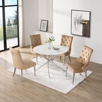 Product photograph of Daytona Round Diva Glass Dining Table 4 Imperial Champagne Chairs from Furniture in Fashion