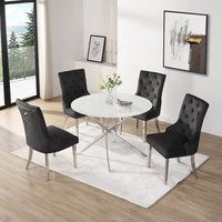 Product photograph of Daytona Round Diva Glass Dining Table 4 Imperial Black Chairs from Furniture in Fashion