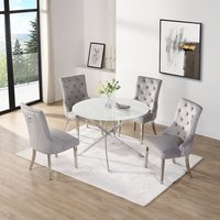 Product photograph of Daytona Round Diva Glass Dining Table 4 Imperial Grey Chairs from Furniture in Fashion