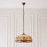 Product photograph of Dearborn Tiffany Glass Large Pendant Ceiling Light In Beige Red from Furniture in Fashion
