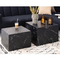 Product photograph of Delft Wooden Set Of 2 Coffee Tables In Black Marble Effect from Furniture in Fashion