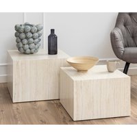 Product photograph of Delft Wooden Set Of 2 Coffee Tables In Travertine from Furniture in Fashion