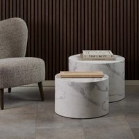 Product photograph of Delft Wooden Round Nesting Coffee Table In White Marble Effect from Furniture in Fashion