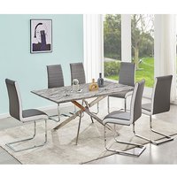Product photograph of Deltino Melange Marble Effect Dining Table 6 Symphony Chairs from Furniture in Fashion
