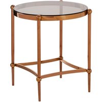 Product photograph of Denebola Brown Glass Top Side Table With Rose Gold Frame from Furniture in Fashion