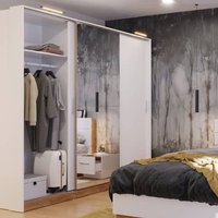 Product photograph of Deptford Wooden Wardrobe With 3 Sliding Doors In Matt White from Furniture in Fashion