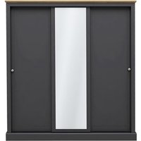 Product photograph of Devan Wooden Sliding Wardrobe With 3 Doors In Charcoal from Furniture in Fashion