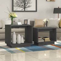 Product photograph of Devery Pine Wood Nest Of 2 Coffee Tables In Grey from Furniture in Fashion