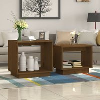 Product photograph of Devery Pine Wood Nest Of 2 Coffee Tables In Honey Brown from Furniture in Fashion