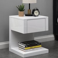 Product photograph of Dixon High Gloss Bedside Cabinet With 1 Drawer In White from Furniture in Fashion