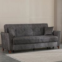Product photograph of Donnie Leather 3 Seater Sofa Bed In Grey from Furniture in Fashion