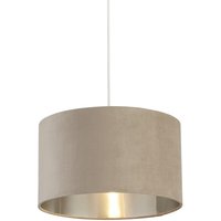 Product photograph of Drum Taupe Velvet Pendant Light Large With Inner Silver from Furniture in Fashion