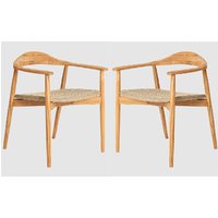 Product photograph of Duluth Natural Wooden Garden Dining Chairs With Rope Seat In Pair from Furniture in Fashion