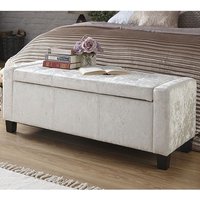 Product photograph of Ventnor Crushed Velvet Ottoman Storage Blanket Box In Oyster from Furniture in Fashion