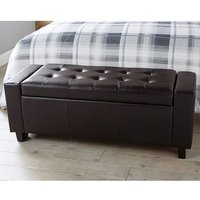 Product photograph of Ventnor Faux Leather Ottoman Storage Blanket Box In Brown from Furniture in Fashion