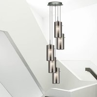Product photograph of Duo 5 Lights Smoked Glass Ceiling Pendant Light In Chrome from Furniture in Fashion