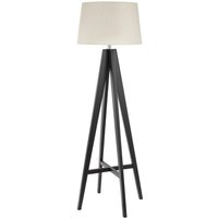 Product photograph of Easel Cream Fabric Shade Floor Lamp With Dark Wood Base from Furniture in Fashion