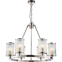 Product photograph of Easton 6 Lights Glass Ceiling Pendant Light In Bright Nickel from Furniture in Fashion